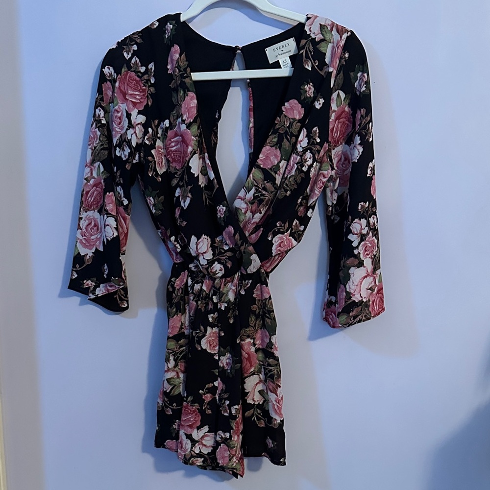 Everly Black Floral Wrap Dress